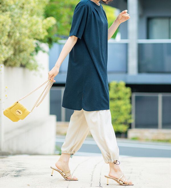 BELLUNA（ベルーナ）の「【接触冷感】かのこ素材タックデザインチュニックワンピース（その他ワンピース）」｜詳細画像