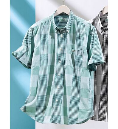 「＜クロコダイル＞チェック柄半袖シャツ（メンズシャツ）」