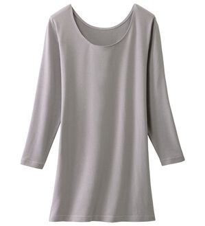 LAVIENNE（ラヴィエンヌ）の「【とろけるような肌ざわり】テンセル（ＴＭ）繊維コットン混７分袖インナー（肌着・インナーウェア）」｜シルバーグレー