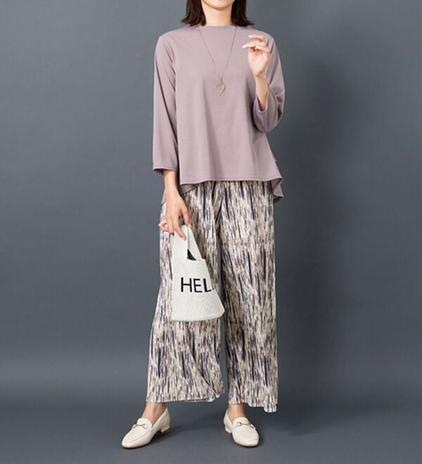 BELLUNA（ベルーナ）の「なめらか素材ゆったりプリーツパンツ（ワイドパンツ・ガウチョ）」｜詳細画像