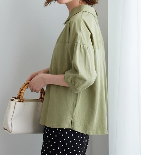 BELLUNA（ベルーナ）の「衿付き異素材切替プルオーバー（カットソー）」｜詳細画像