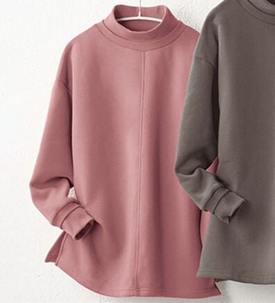 BELLUNA（ベルーナ）の「リブ使いがかわいい裏起毛トレーナー（チュニック）」