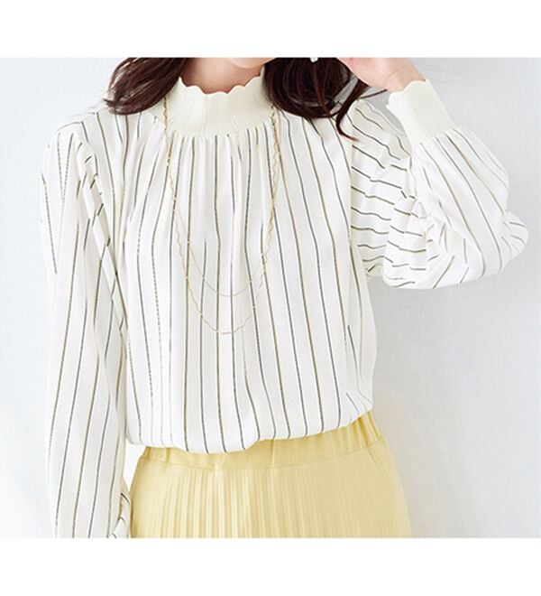 BELLUNA（ベルーナ）の「衿＆袖ニット使い美人顔ブラウス（ブラウス）」｜詳細画像