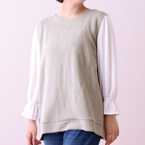 BELLUNA（ベルーナ）の「ツイード調素材レイヤード風プルオーバー（チュニック）」｜詳細画像