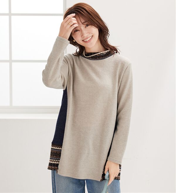 BELLUNA（ベルーナ）の「杢調サイド切替ノルディックチュニック（チュニック）」｜詳細画像