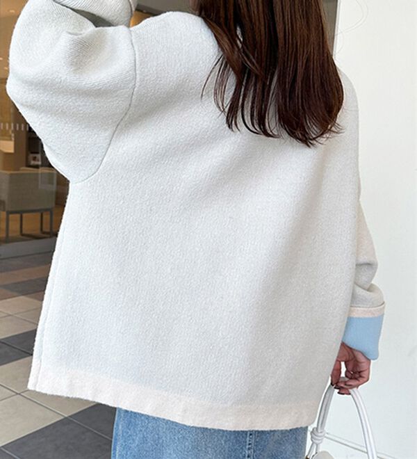 ストラ ラクーン混ニットコーディガン カーディガン ノーカラー F オフホワイト Stola. - ストラ ラクーン混ニットコーディガン カーディガン ノー