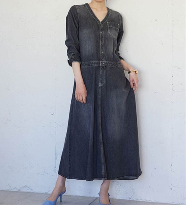 RANAN（ラナン）の「ロング丈デザインデニムワンピース（その他ワンピース）」｜詳細画像