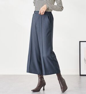 BELLUNA（ベルーナ）の「ウーリッシュ素材ウエスト釦ワイドパンツ（ワイドパンツ・ガウチョ）」｜ブルーグレー