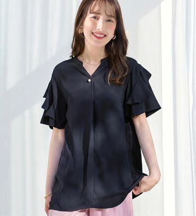 alotta（アロッタ）の「【接触冷感】フリル袖チュニックブラウス（チュニック）」