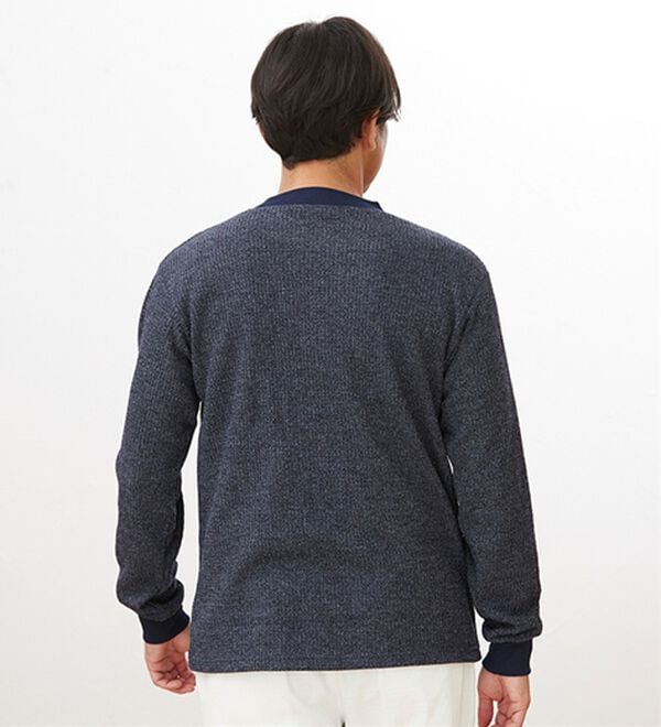 「＜シンプル＆プラス＞裏起毛ワッフルロングＴシャツ（メンズＴシャツ）」｜詳細画像