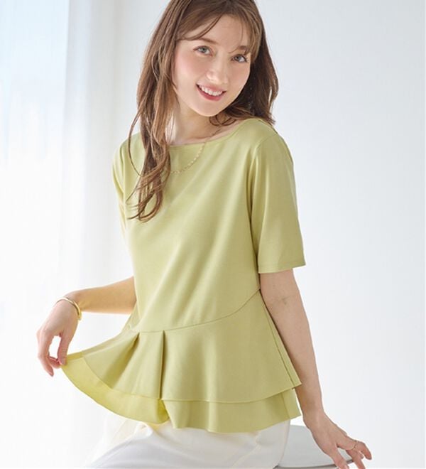 alotta（アロッタ）の「スクエアネックティアードトップス（カットソー）」｜イエロー