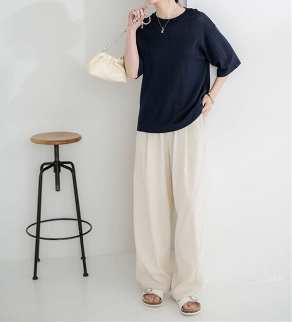 BELLUNA（ベルーナ）の「【快適Ｌａｂ．】肌に張り付かない！シャリ冷や高見えニットＴ（ニット・セーター）」｜詳細画像