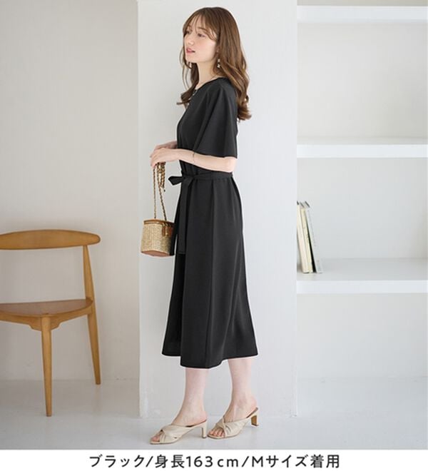 alotta（アロッタ）の「【4つの機能付】ひんやりフレア袖ベルト付ゆるワンピース（カットソーワンピース）」｜詳細画像