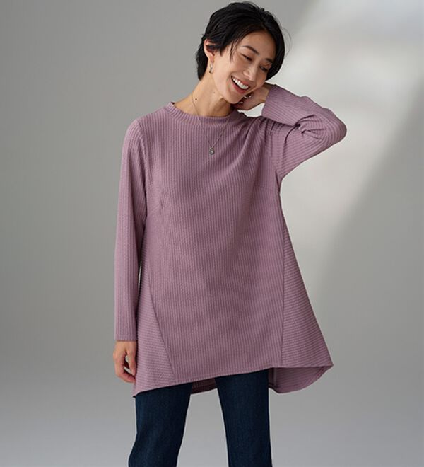 BELLUNA（ベルーナ）の「ふくれ素材フレアーデザインストレッチチュニック（チュニック）」｜詳細画像