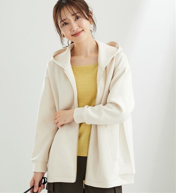 BELLUNA（ベルーナ）の「【快適Ｌａｂ．】とろみ素材裾タックパーカー（パーカー）」｜詳細画像