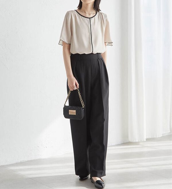 RANAN（ラナン）の「ひんやり！配色ディテールインナー付ブラウス（ブラウス）」｜詳細画像