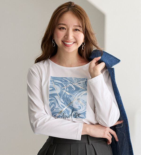 BELLUNA（ベルーナ）の「一枚で着映えるデコラＴ（長袖）（チュニック）」｜詳細画像