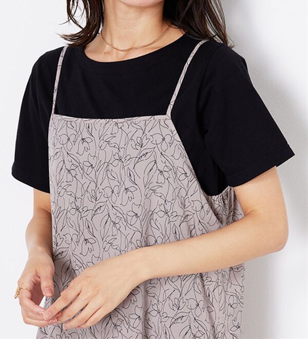 BELLUNA（ベルーナ）の「【2点セット】花柄プリントキャミワンピースアンサンブル（プリントワンピース）」｜詳細画像