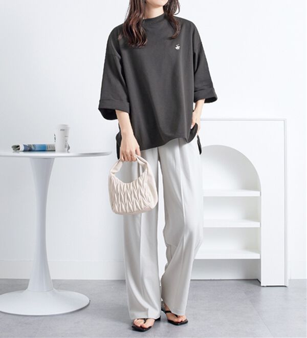 Viola e Viola（ヴィオラ エ ヴィオラ）の「【ビバリーヒルズポロクラブ】ミニ裏毛ロールアップワイドTシャツ（Tシャツ）」｜詳細画像