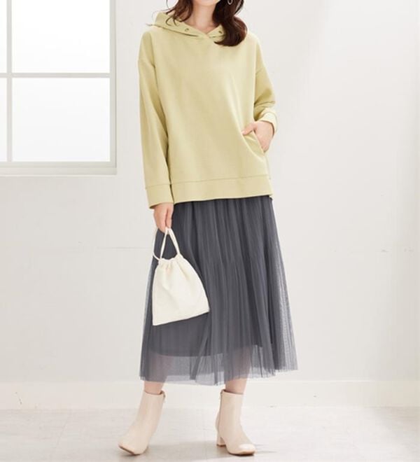 BELLUNA（ベルーナ）の「チュール素材プリーツスカート（ロングスカート）」｜詳細画像