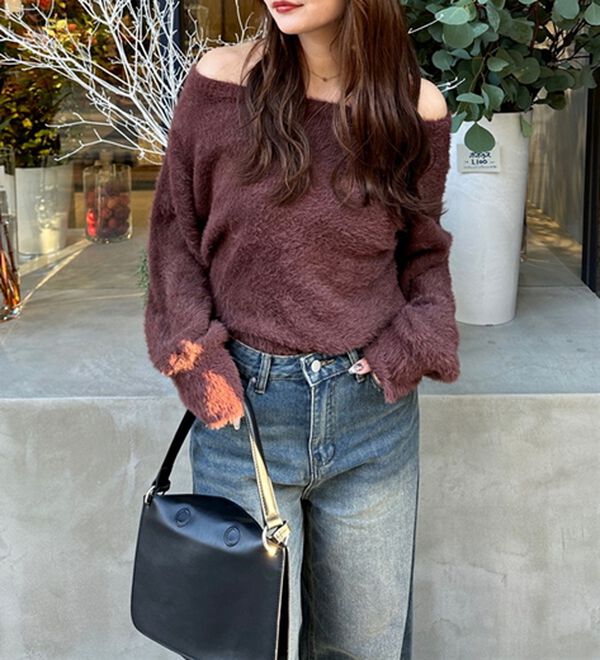 GeeRA（ジーラ）の「シャギーオフショルニット（ニット・セーター）」｜詳細画像