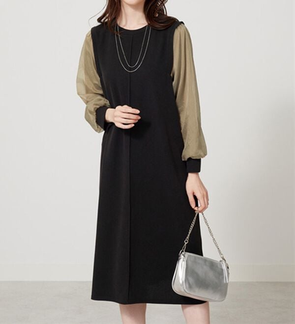 BELLUNA（ベルーナ）の「シアー袖デザインワンピース（その他ワンピース）」｜詳細画像