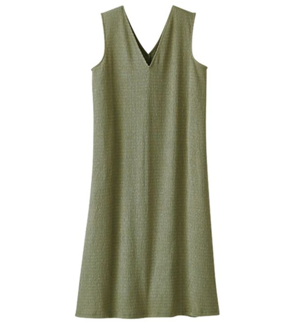 BELLUNA（ベルーナ）の「シュッと体型カバー！ポコポコ素材ジャンパースカート（ジャンパースカート）」｜オリーブ