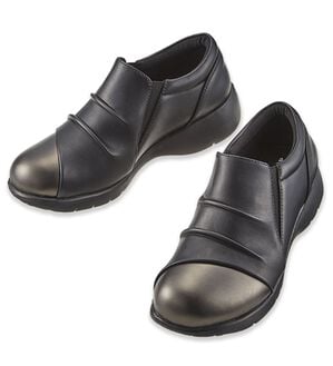 ルフラン（ルフラン）の「＜ラシーナコンフォート＞５Ｅ配色ギャザースリッポン（スリッポン）」｜ブラック