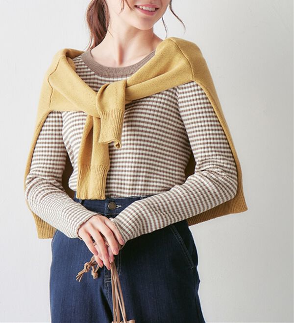 Viola e Viola（ヴィオラ エ ヴィオラ）の「【静電気防止】綿１００％ちくちくしないボーダーリブニット（ニット・セーター）」｜詳細画像