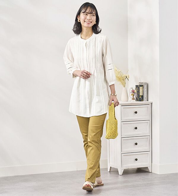 機能付リネン混ピンタック使いシャツチュニック - ベルーナ【公式】