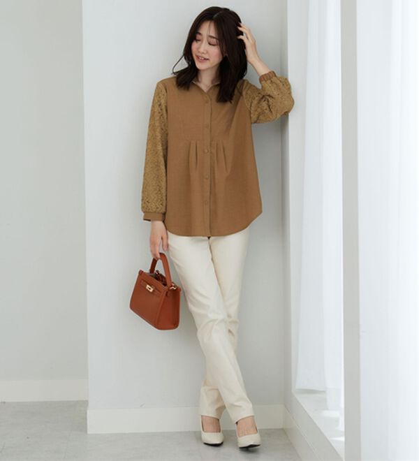 BELLUNA（ベルーナ）の「麻調素材袖レースブラウス（ブラウス）」｜詳細画像