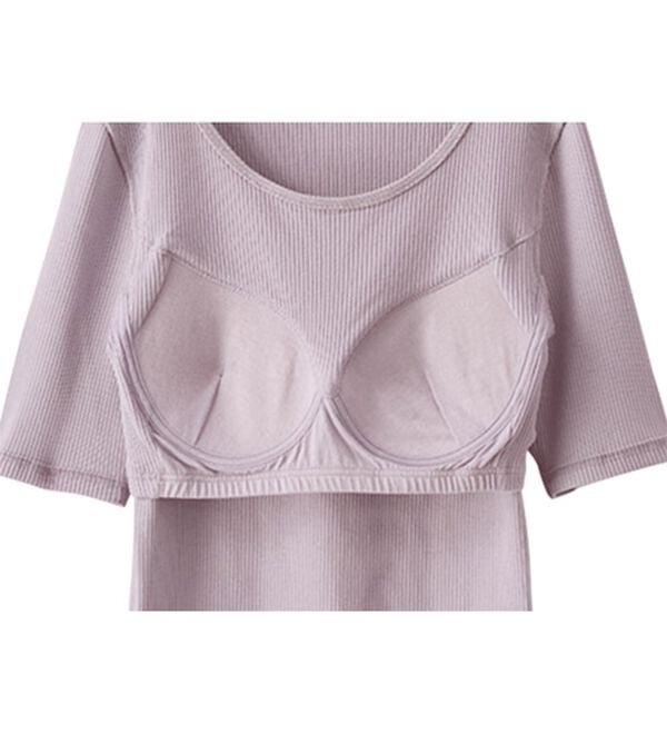 「＜ＨｕｇＲｅａｍコットン＞吸湿発熱綿混リブカップ付（半袖）（肌着・インナーウェア）」｜詳細画像