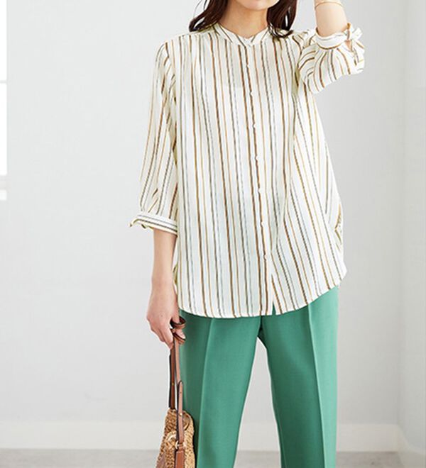 BELLUNA（ベルーナ）の「涼感やわらか袖リボンシャツチュニック（チュニック）」｜詳細画像