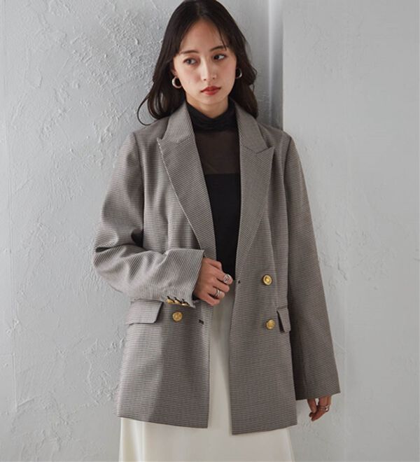 RANAN（ラナン）の「洗える！ゴールド調ボタンWテーラードジャケット（テーラードジャケット）」｜詳細画像