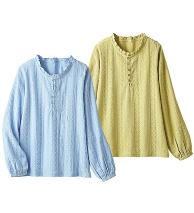 ルフラン（ルフラン）の「【２色組】衿フリルジャカード素材ブラウス（ブラウス）」