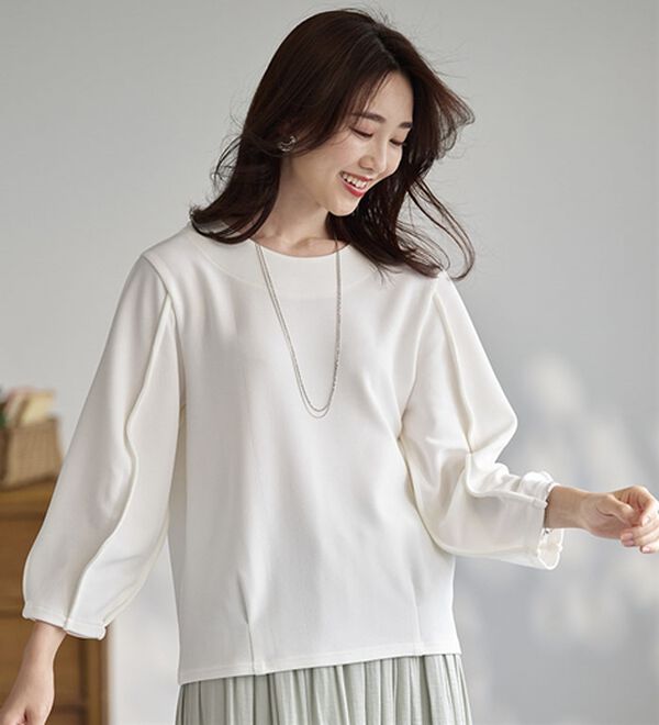 BELLUNA（ベルーナ）の「袖ボリュームタックプルオーバー（カットソー）」｜詳細画像