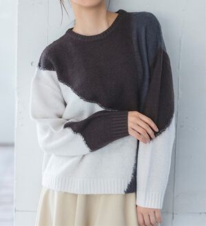 RANAN（ラナン）の「カラーブロッキングニットプルオーバー（ニット・セーター）」｜ブラウン系