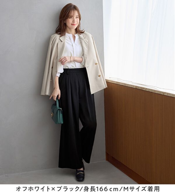 Viola e Viola（ヴィオラ エ ヴィオラ）の「【２点セット】入卒も！お仕事も！楽ちんスキッパーブラウス（ブラウススーツ）」｜詳細画像