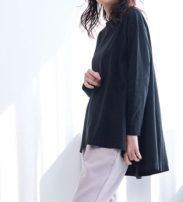 RANAN（ラナン）の「＜ＢＣ＞綿１００％ひんやりフレアーシルエットチュニック（カットソー）」｜詳細画像