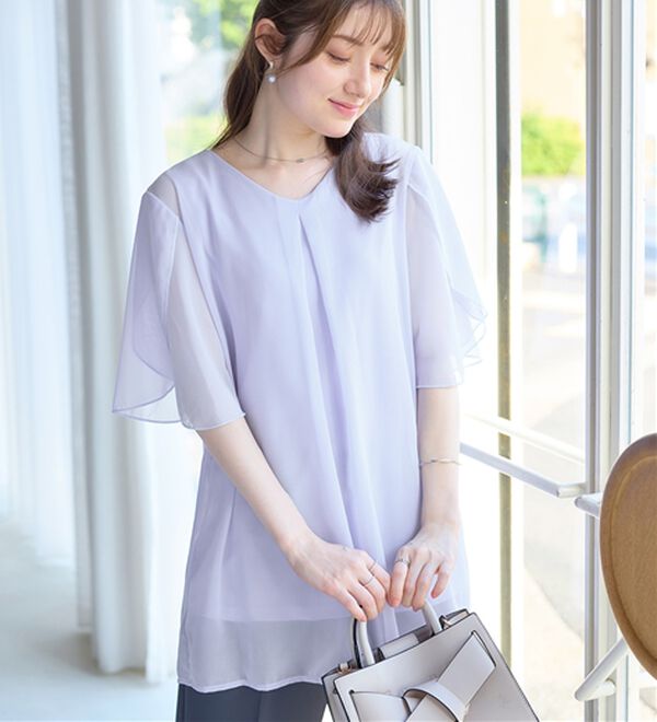 alotta（アロッタ）の「【接触冷感】インナー付チューリップ袖チュニック（チュニック）」｜詳細画像