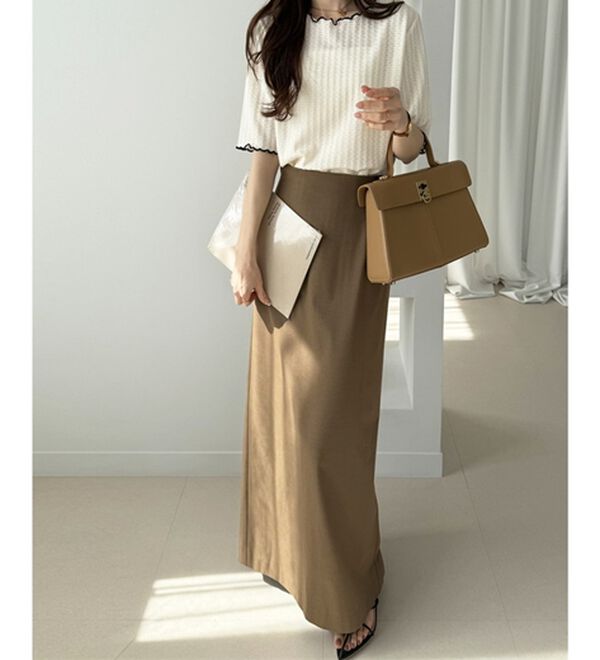 GeeRA（ジーラ）の「配色メロー５分袖表面感カットソー（カットソー）」｜詳細画像