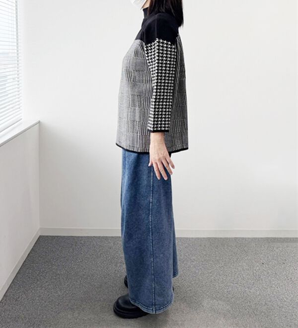 ルフラン（ルフラン）の「モノトーンジャカードニットチュニック（ニット・セーター）」｜詳細画像