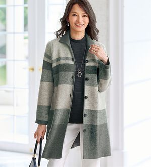 BELLUNA（ベルーナ）の「《まだ寒い春先に頼れる！》ヘアリー調ボーダーニットジャケット（その他ジャケット）」｜詳細画像