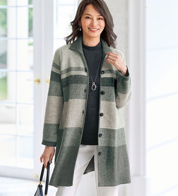 BELLUNA（ベルーナ）の「《まだ寒い春先に頼れる！》ヘアリー調ボーダーニットジャケット（その他ジャケット）」｜詳細画像