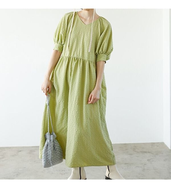 GeeRA（ジーラ）の「ワッシャー素材パフスリーブワンピース（その他ワンピース）」｜詳細画像