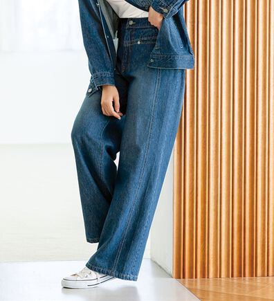 BELLUNA（ベルーナ）の「【ＰＯＬＯ　ＢＣＳ】綿１００％デニムワイドパンツ（ワイドパンツ・ガウチョ）」