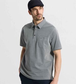 「＜マンシングウェア＞シアサッカーストライプ台襟付き半袖ポロシャツ（メンズポロシャツ）」｜詳細画像