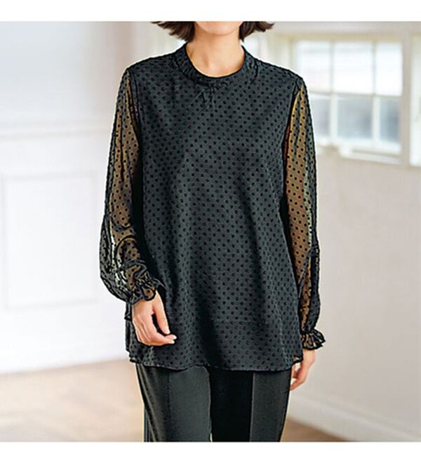 BELLUNA（ベルーナ）の「ドットジャカードブラウス付２ＷＡＹデザインジャンパードレス（ブラックフォーマル（喪服・礼服））」｜詳細画像