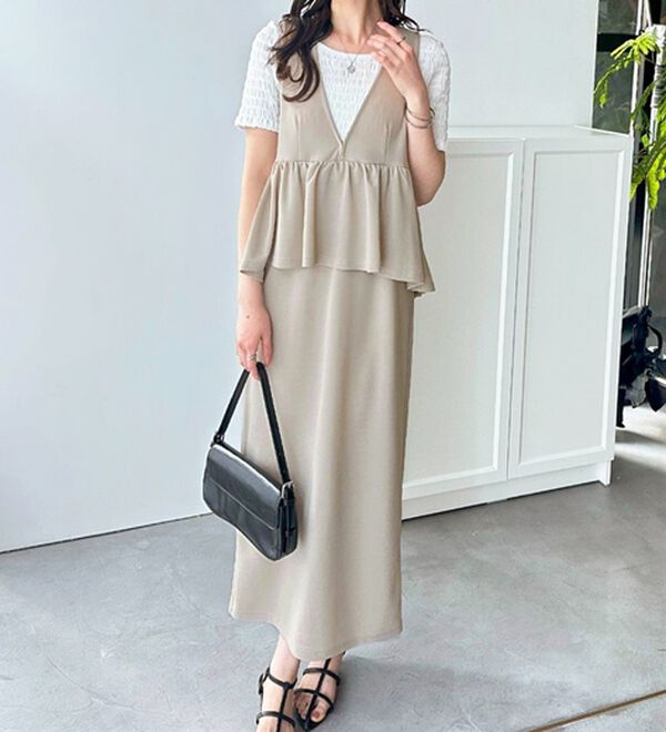 GeeRA（ジーラ）の「楽ちん！ペプラムジャンパースカート（ジャンパースカート）」｜詳細画像