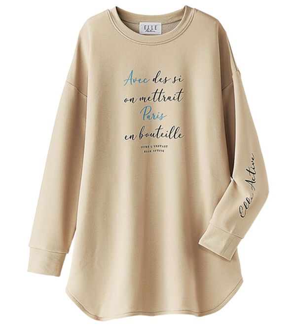 BELLUNA（ベルーナ）の「＜ＥＬＬＥ　Ａｃｔｉｖｅ＞ふんわり素材ロゴチュニック（チュニック）」｜詳細画像